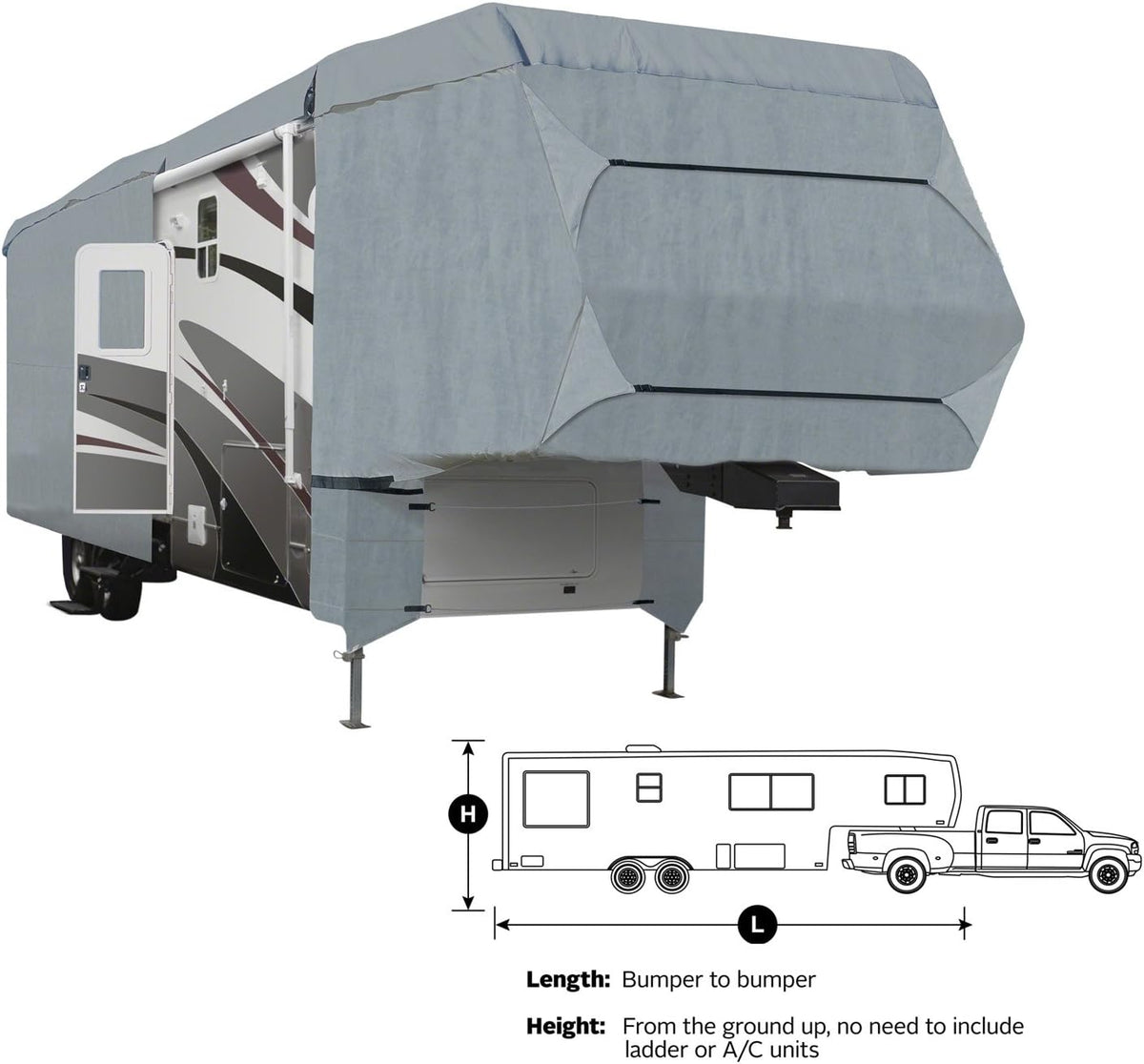 4-Layer 5th Wheel RV Travel Trailer Cover 26'-29'L with Zipper Access C1981