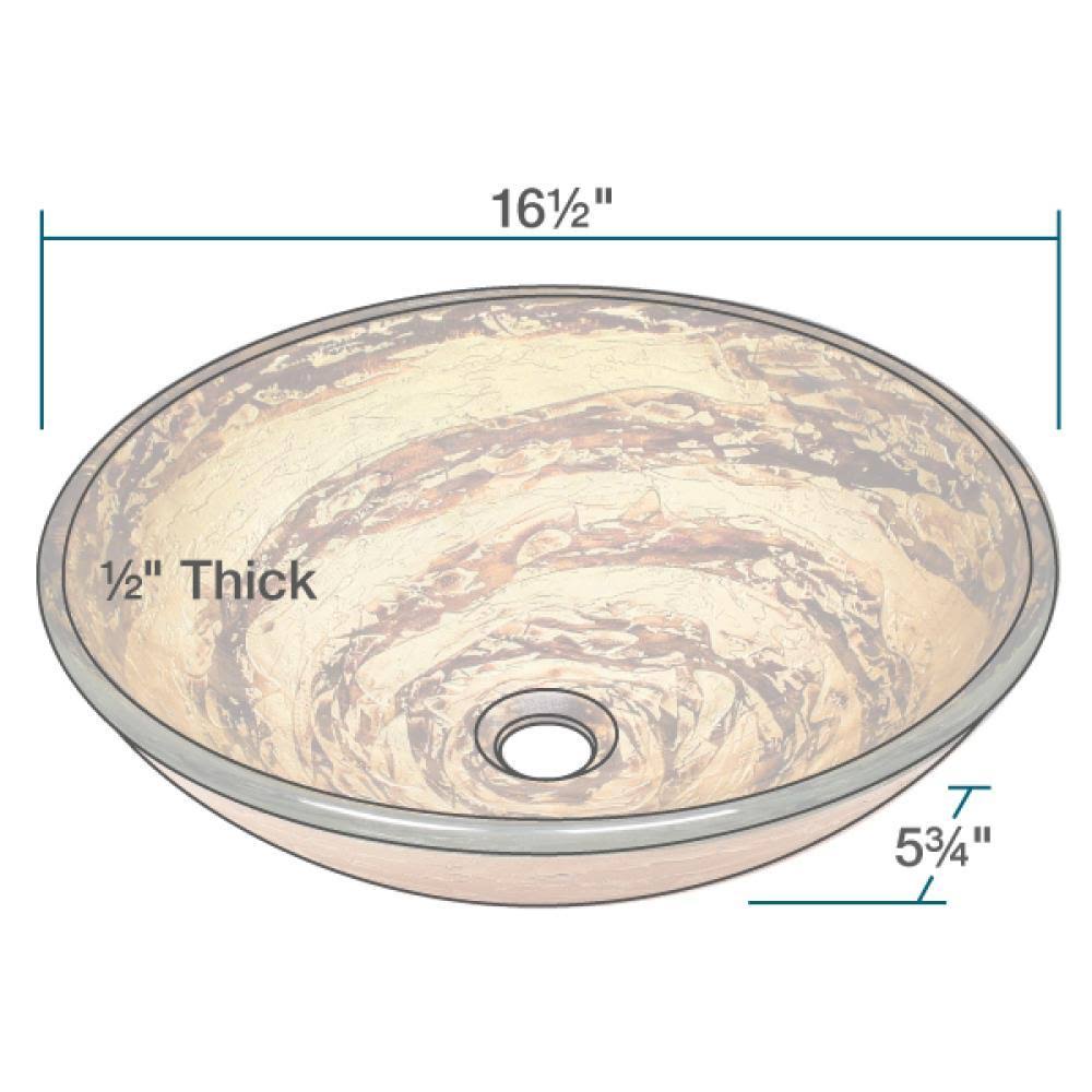 Glass Vessel Sink with Chrome Waterfall Faucet J448401