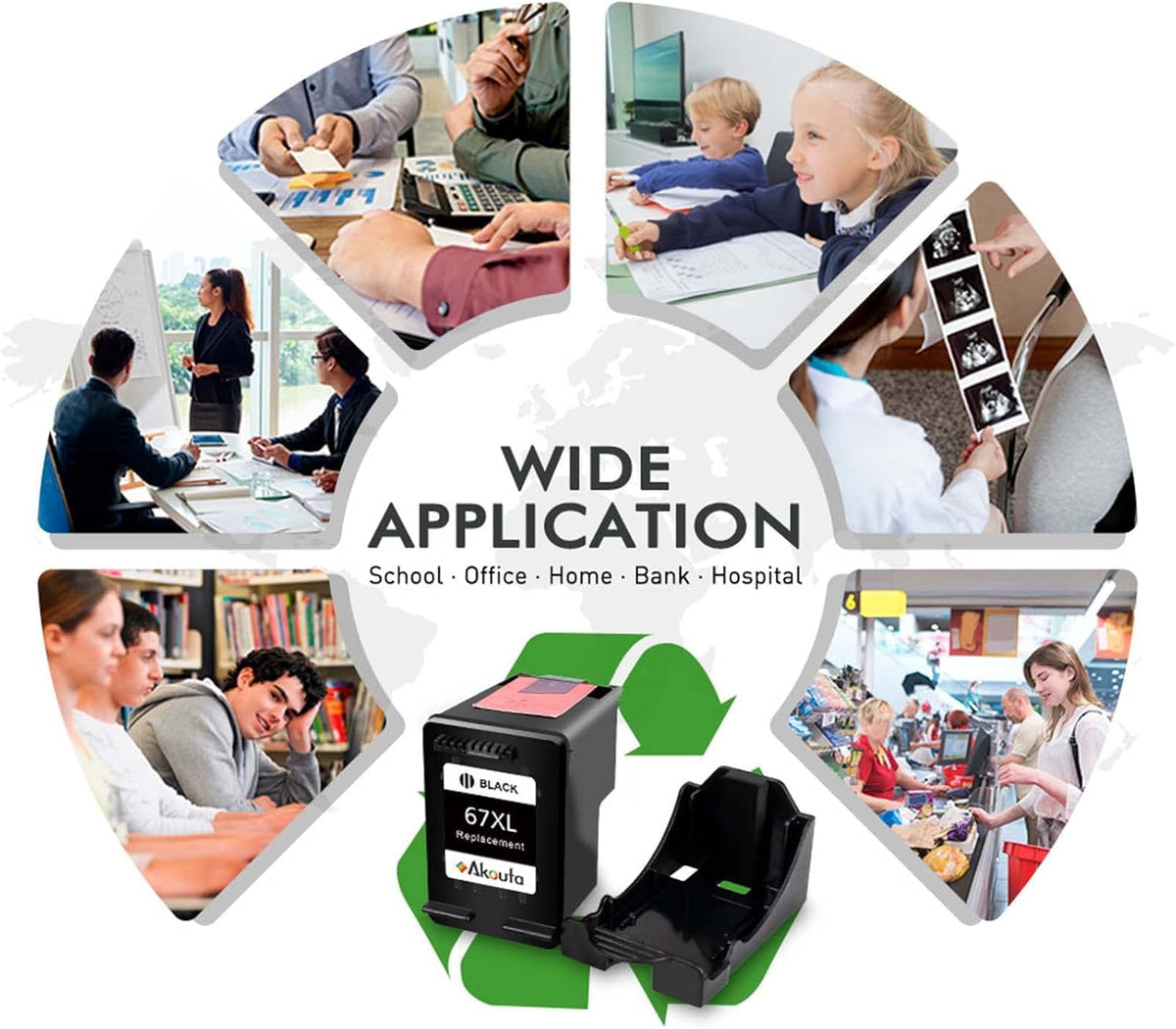67 XL Remanufactured Ink Cartridge Replacement 2 Black 1 Tri-Color S3751