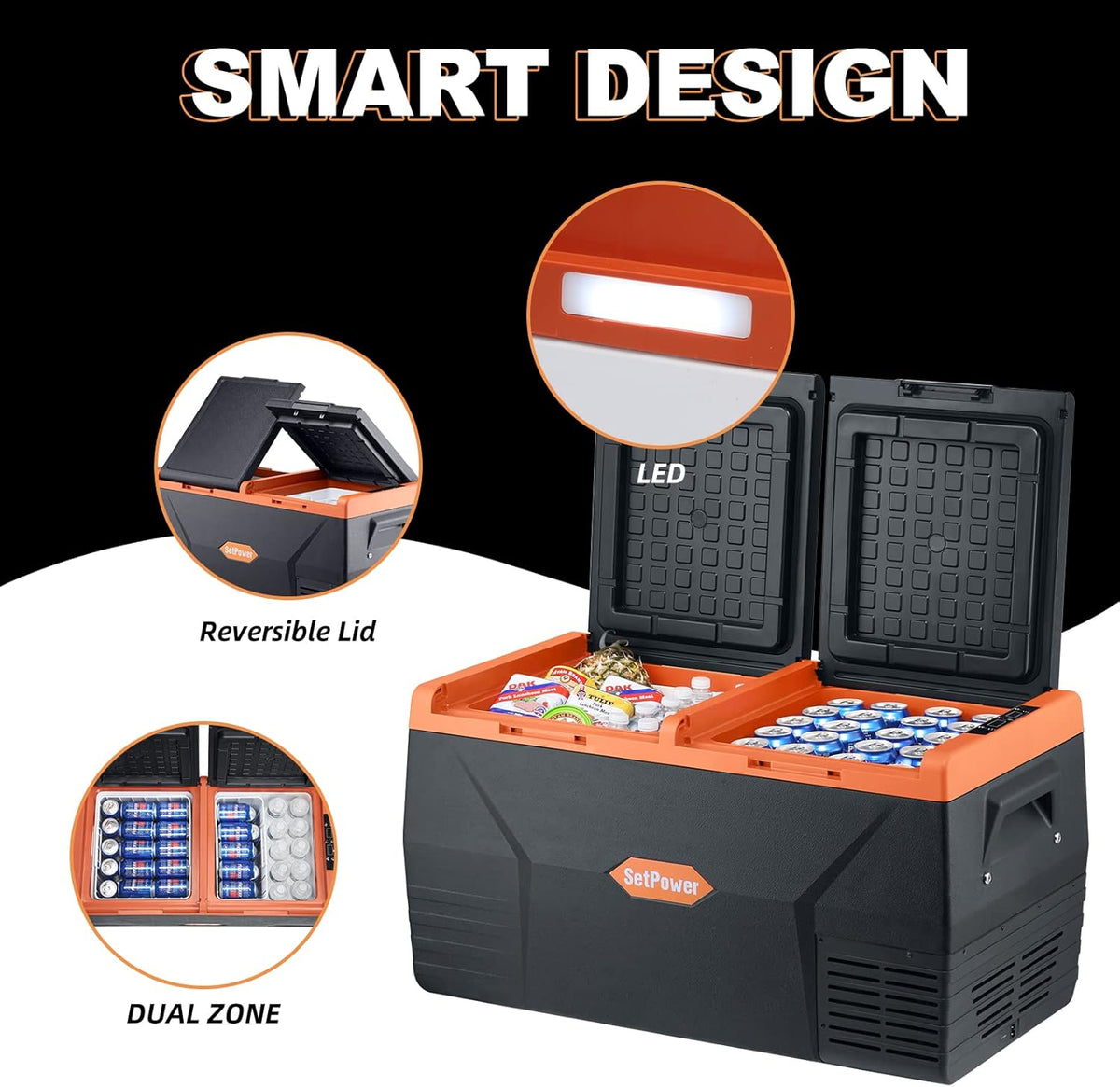 Portable Fridge Freezer, 12V Compressor Cooler, Dual Zone O75206
