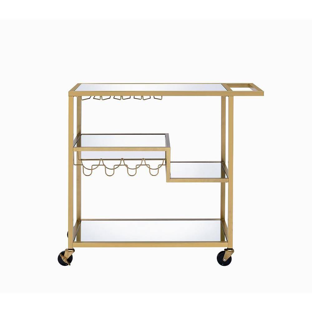 Gold and Clear Glass Serving Cart H57960
