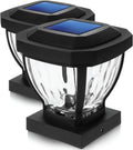 Solar Glass LED Post Cap Lights Black 2-Pack Z9646