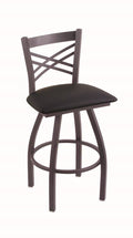 Pewter Swivel Stool with Black Vinyl Seat L31506