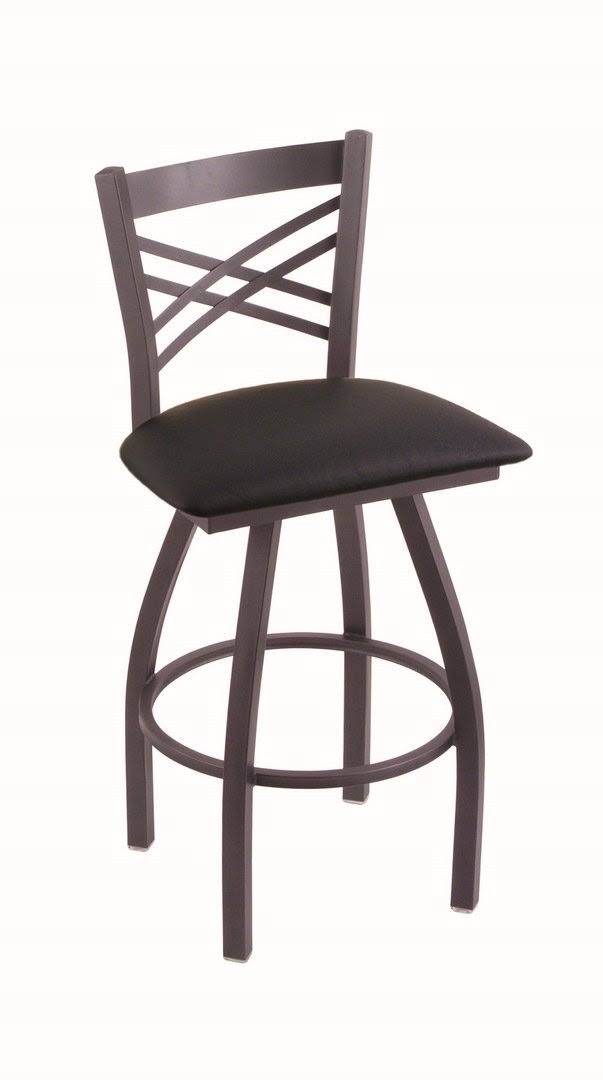 Pewter Swivel Stool with Black Vinyl Seat L31506