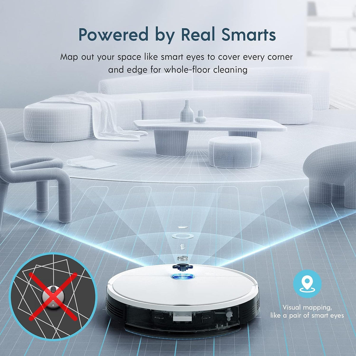 Robot Vacuum with Self-Empty Station, 3000Pa Suction, Smart Visual Mapping X7406