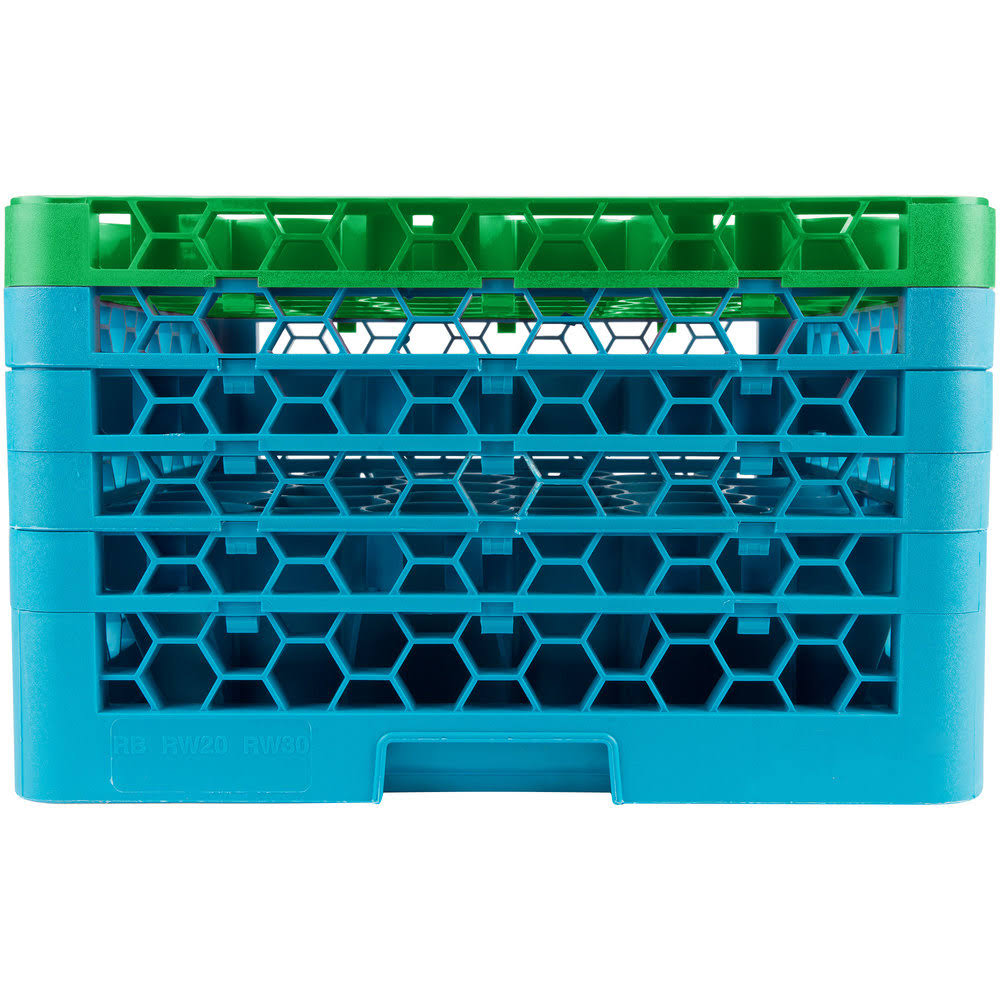 Green 30 Compartment Glass Rack with 5 Extenders G20729