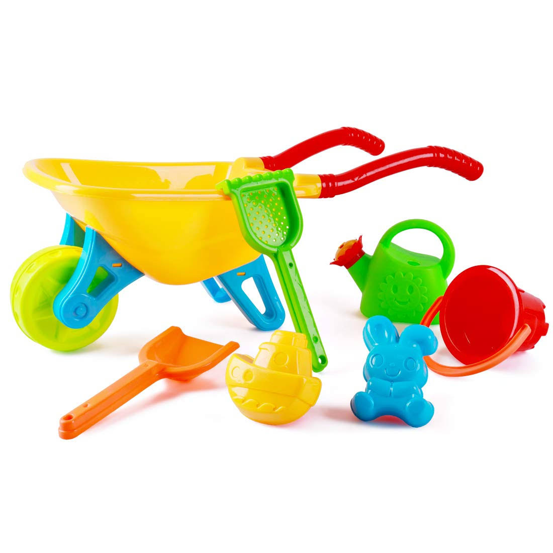 Kids Wheelbarrow Play Set with Watering Can Spade Rake Bucket N695245