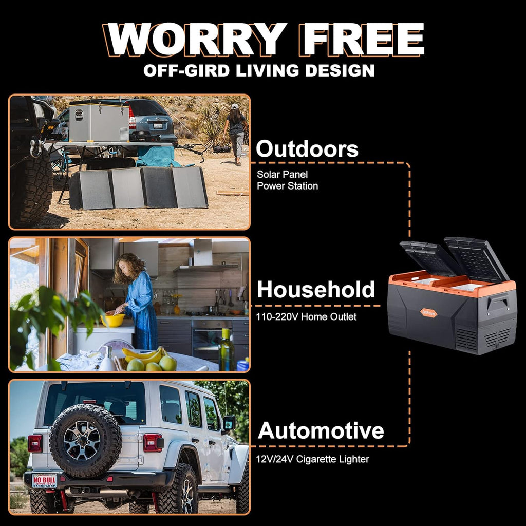 Portable Fridge Freezer, 12V Compressor Cooler, Dual Zone O75206