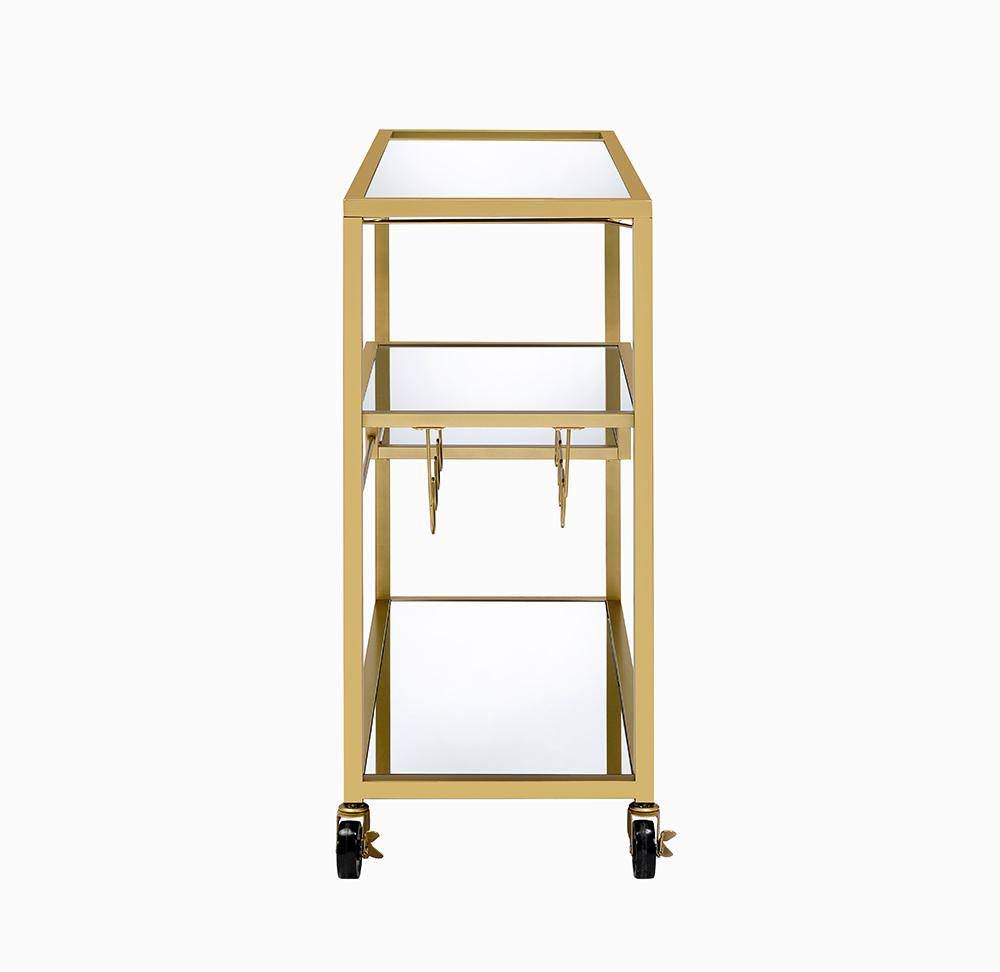 Gold and Clear Glass Serving Cart H57960
