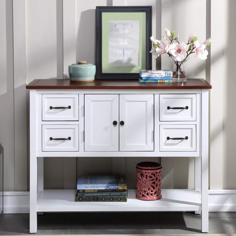 Green Wood Buffet Storage Cabinet with Drawers B85115