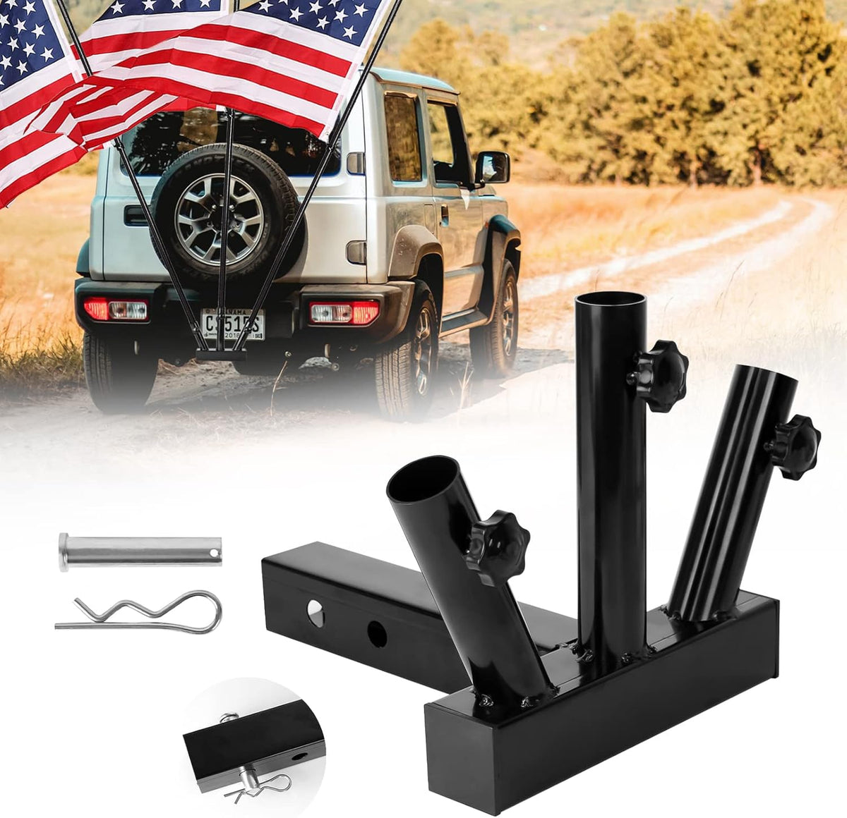 Hitch Mount Flagpole Holder for 2 inches Receiver Y8451