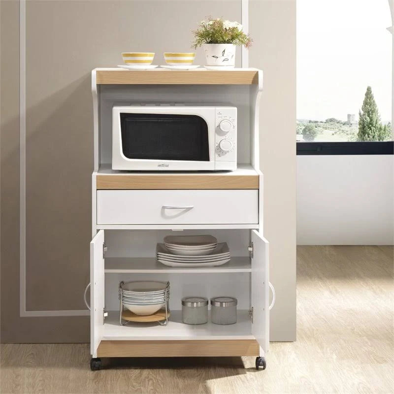 White Microwave Kitchen Cart E204
