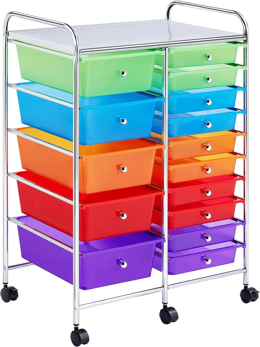 White 15 Drawers Rolling Storage Cart K74150