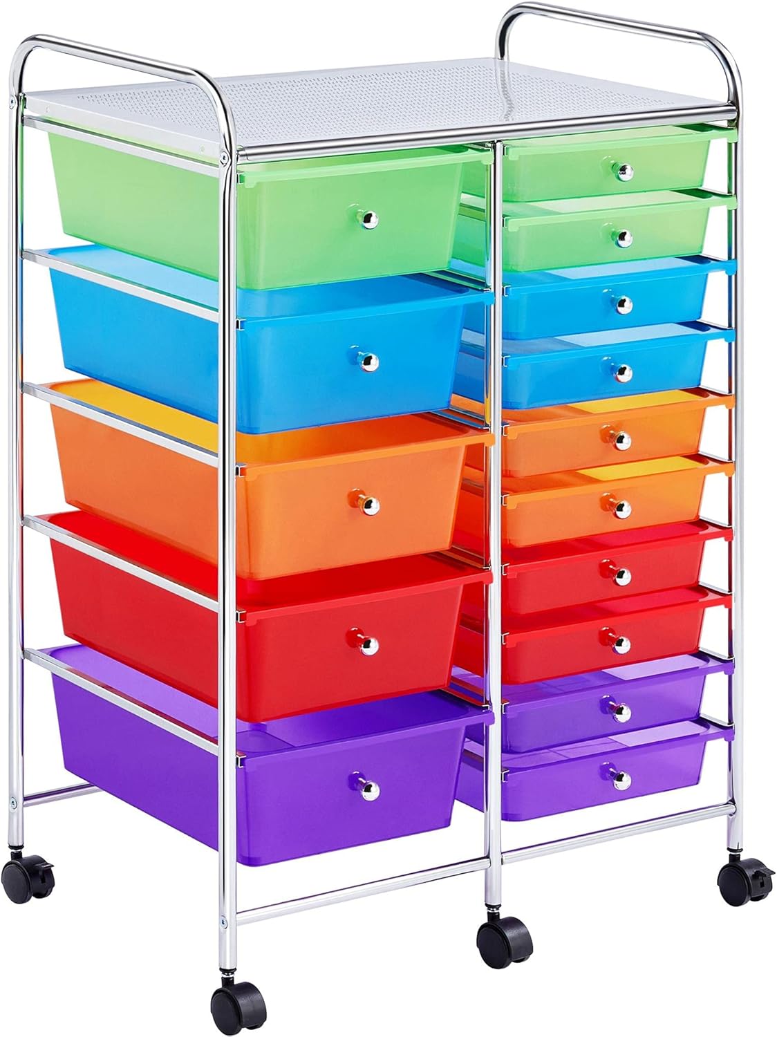 White 15 Drawers Rolling Storage Cart K74150