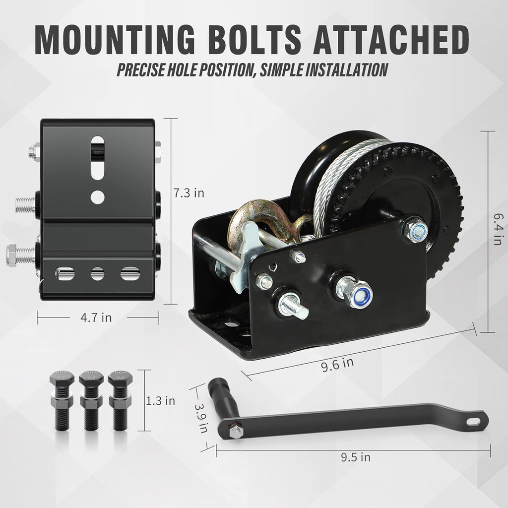 Hand Winch 3200 lbs with Steel Cable Pack of 2 G247