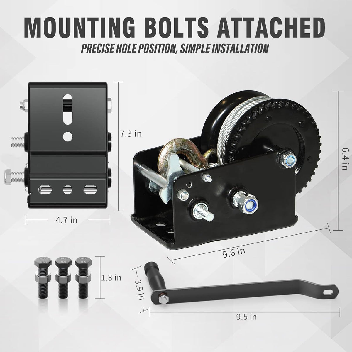 Hand Winch 3200 lbs with Steel Cable Pack of 2 G247