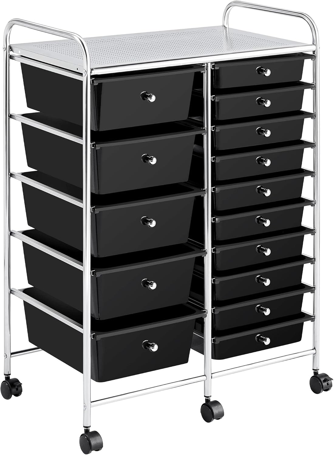 White 15 Drawers Rolling Storage Cart K74150