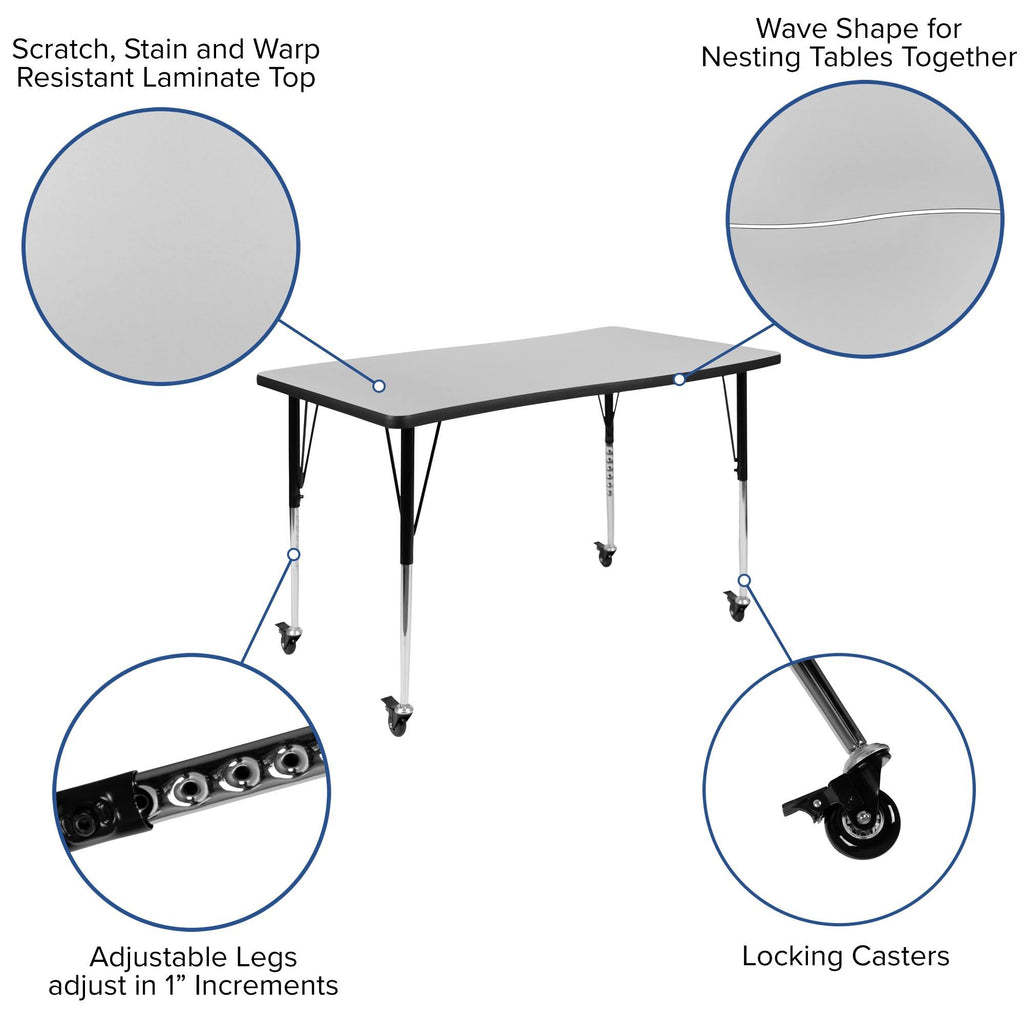 Height Adjustable Mobile Rectangular Activity Table L143
