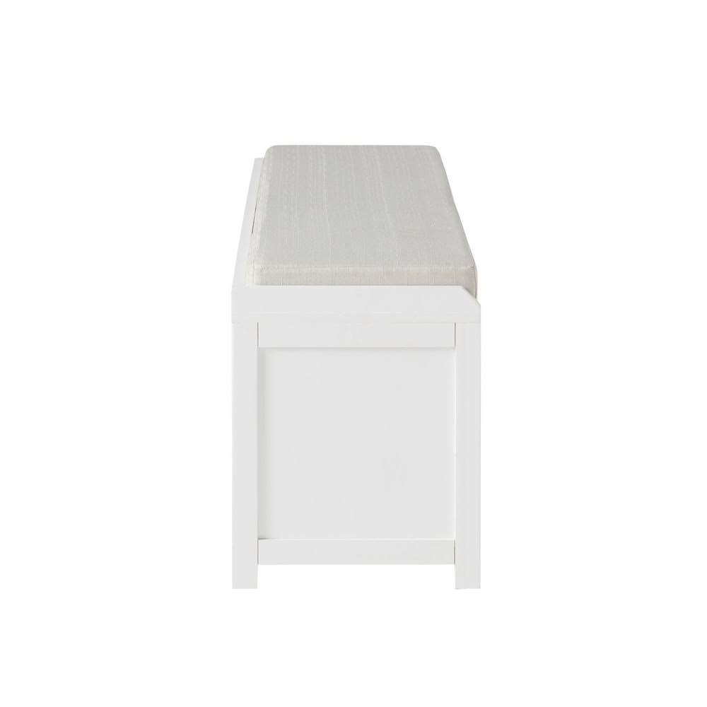 White Wood Storage Bench with Cabinets L52063