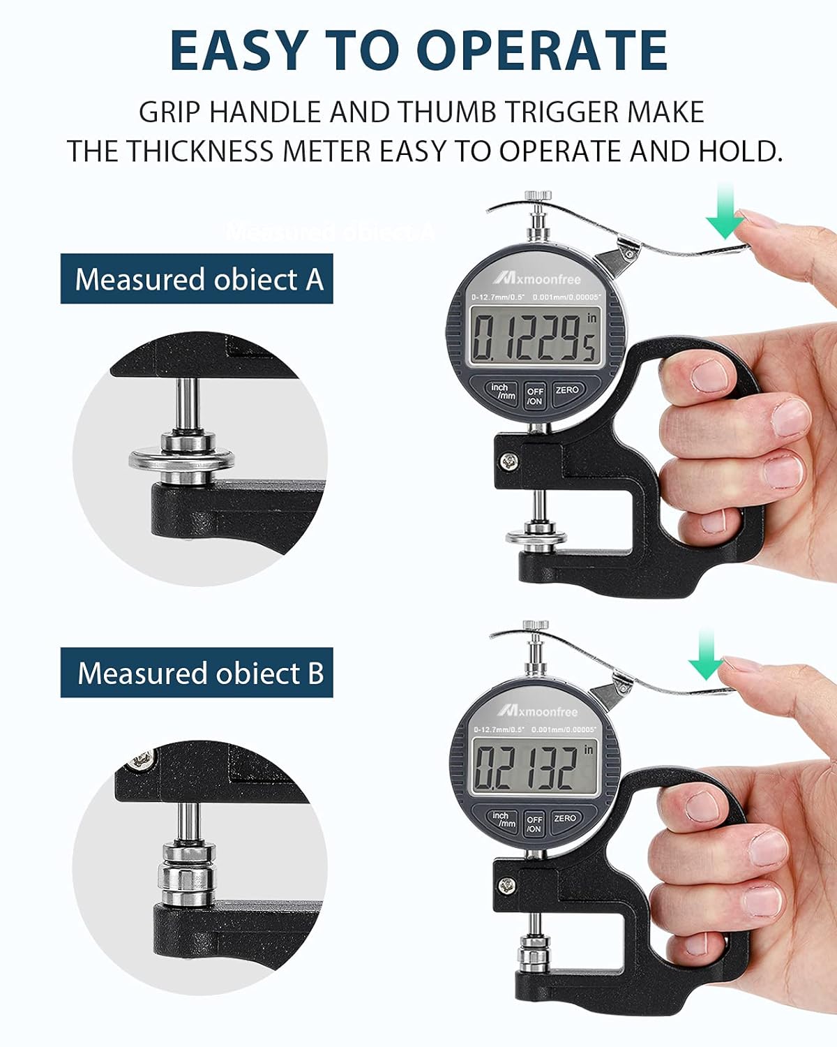 Digital Thickness Gauge 0.001mm 0-12.7mm Electronic Micrometer with LCD Display G780
