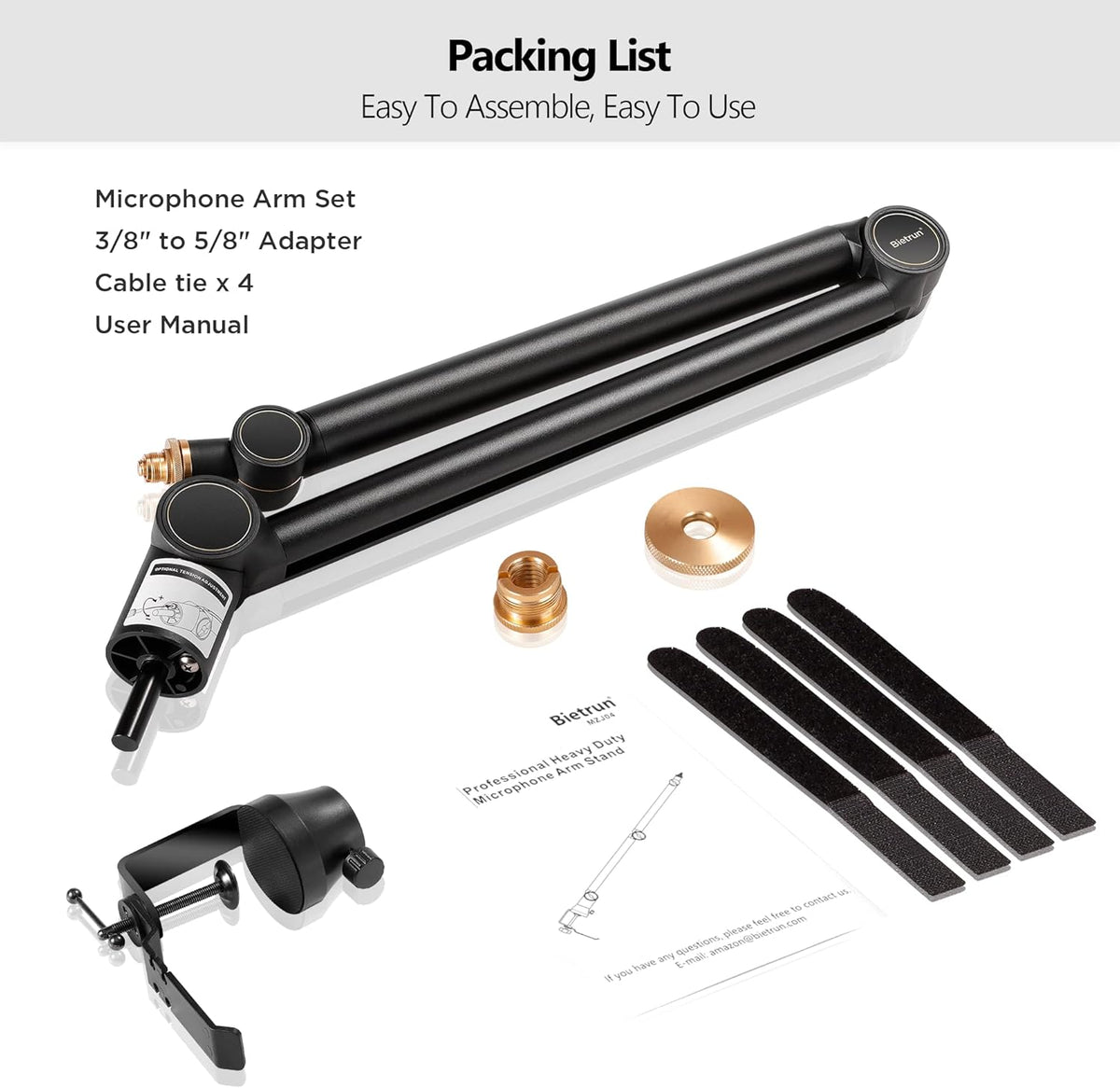 Heavy Duty Metal Boom Arm Mic Stand with 3/8 to 5/8 Adapter N713