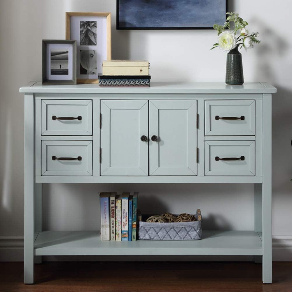 Green Wood Buffet Storage Cabinet with Drawers B85115