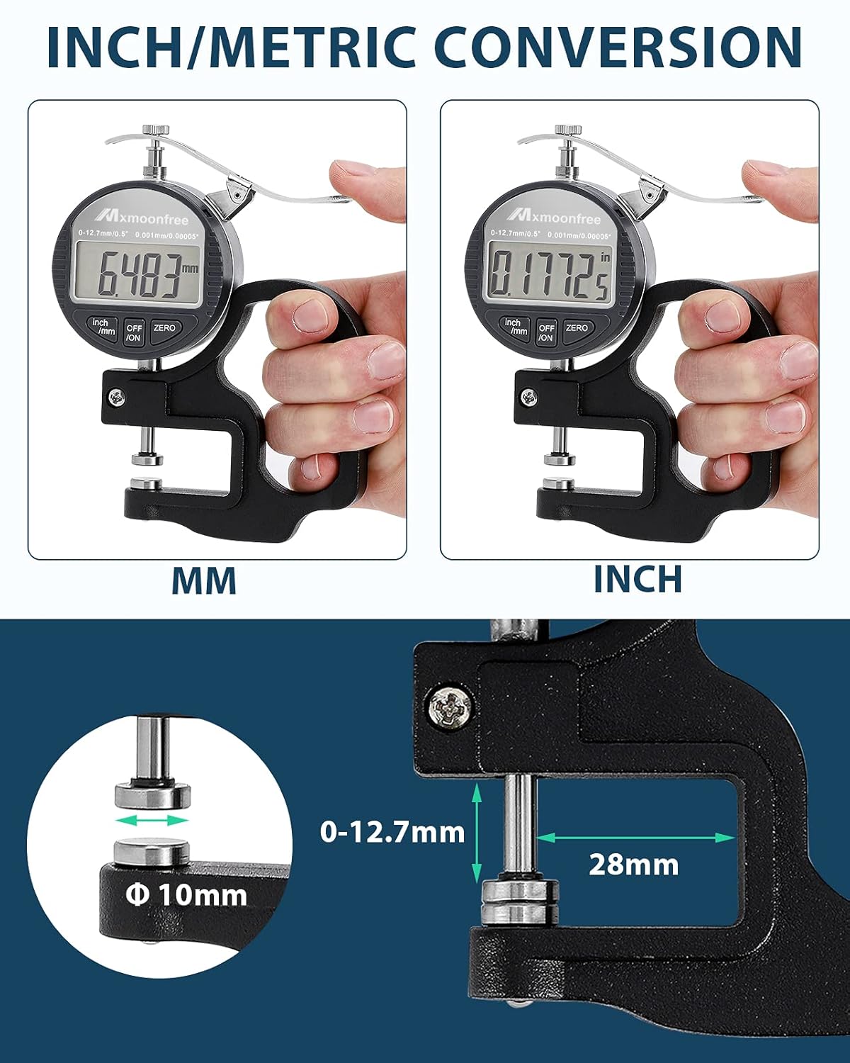 Digital Thickness Gauge 0.001mm 0-12.7mm Electronic Micrometer with LCD Display G780