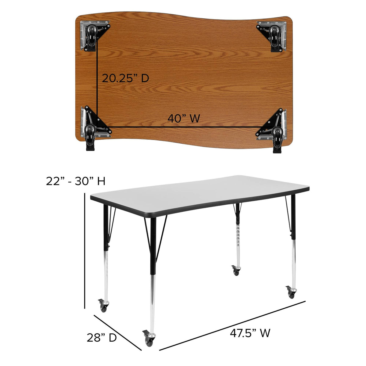 Height Adjustable Mobile Rectangular Activity Table L143