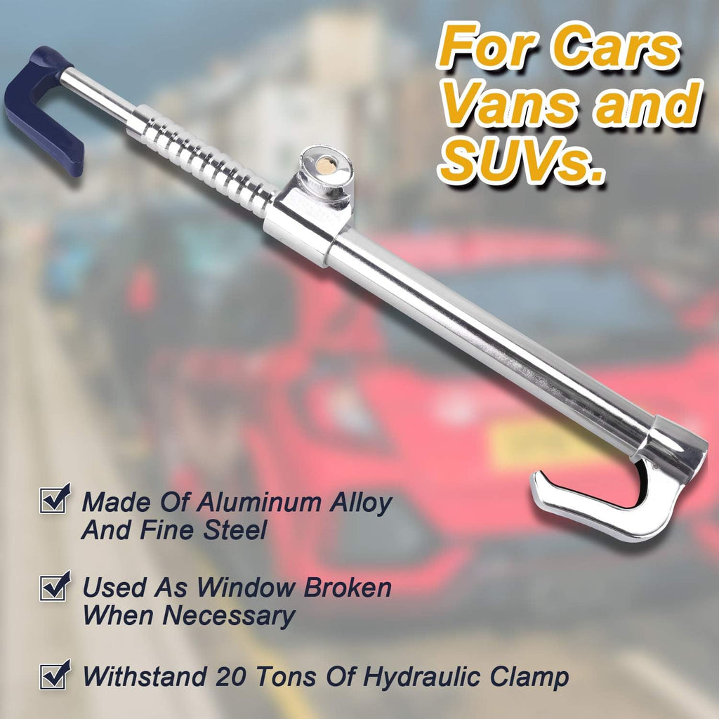 Universal Steering Wheel Brake Lock Retractable Double Hook Car Clutch Pedal Lock with 3 Keys X244784