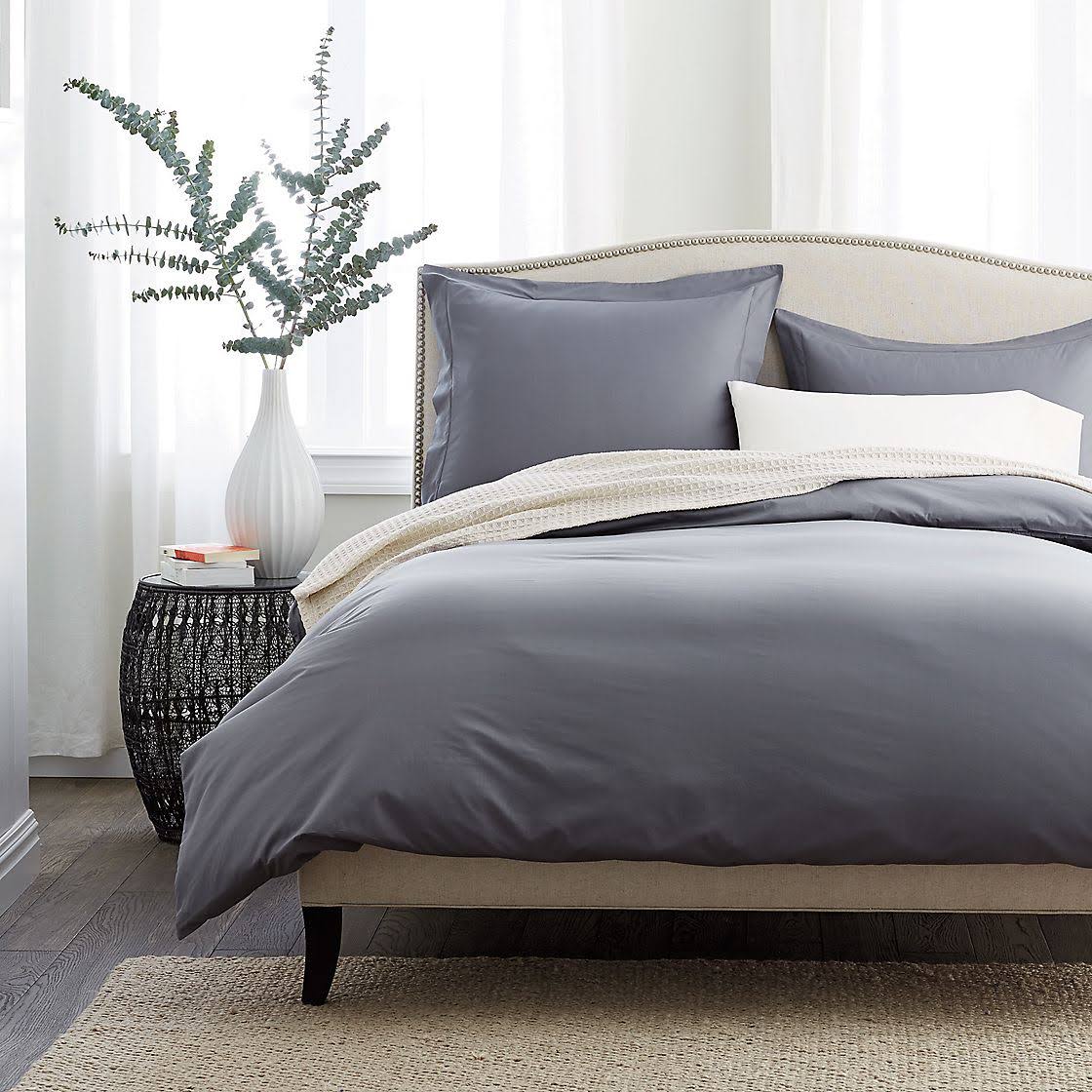 Twin Blue Supima Cotton Percale Duvet Cover N9513