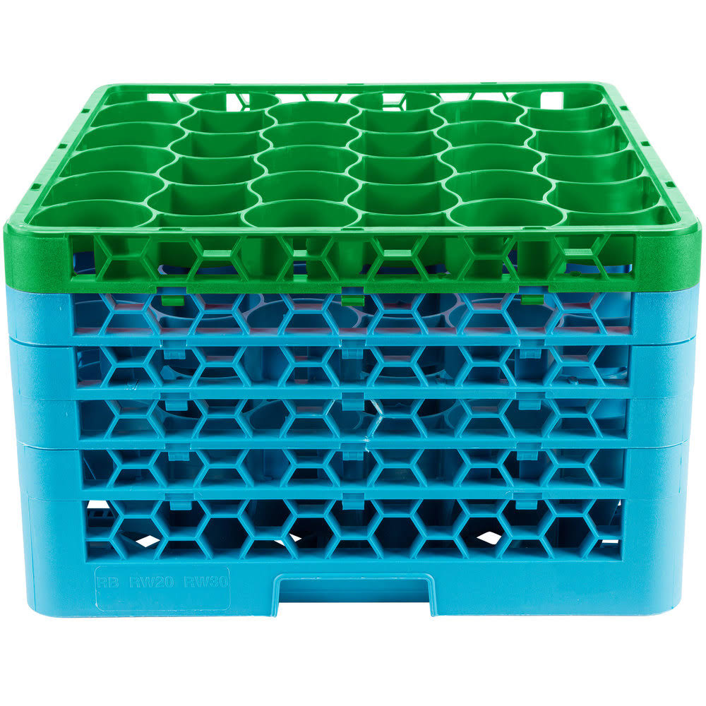 Green 30 Compartment Glass Rack with 5 Extenders G20729