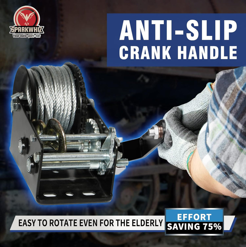 Hand Winch 3200 lbs with Steel Cable Pack of 2 G247