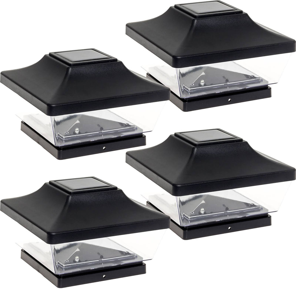 Black 5x5 Solar Post Cap LED Light 4 Pack O7937