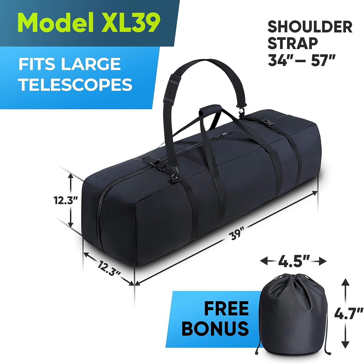 Shock-Absorbent Telescope Carrying Case with Adjustable Shoulder Strap O270103