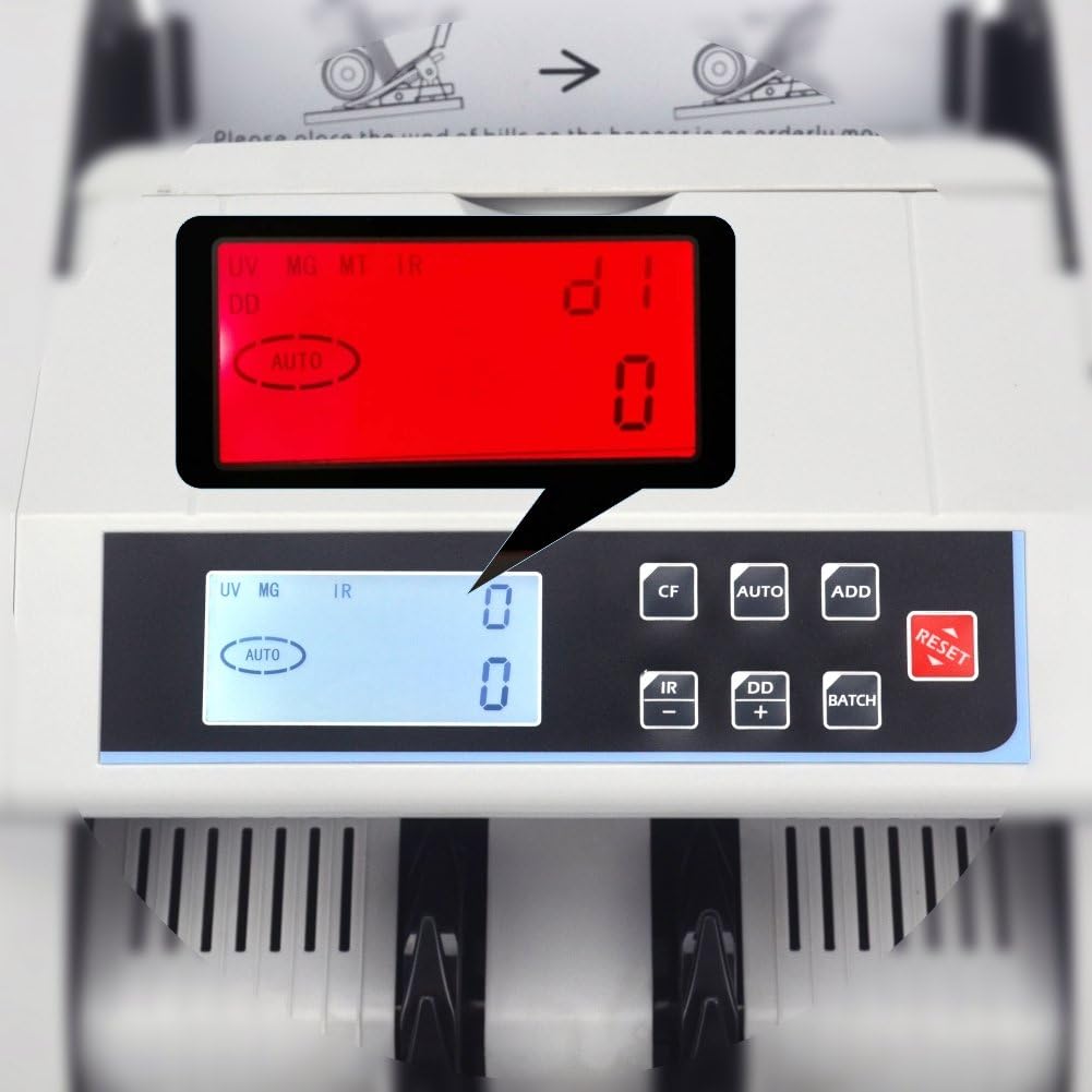 Money Counter Machine with UV/MG/IR/DD Counterfeit Detection, LCD Display W1013