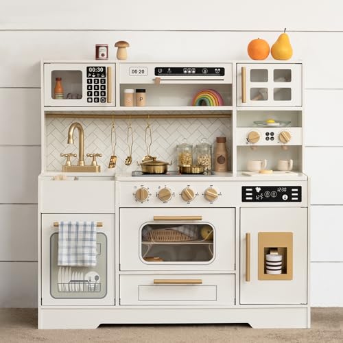 Wooden Play Kitchen with 15 Accessories Q223