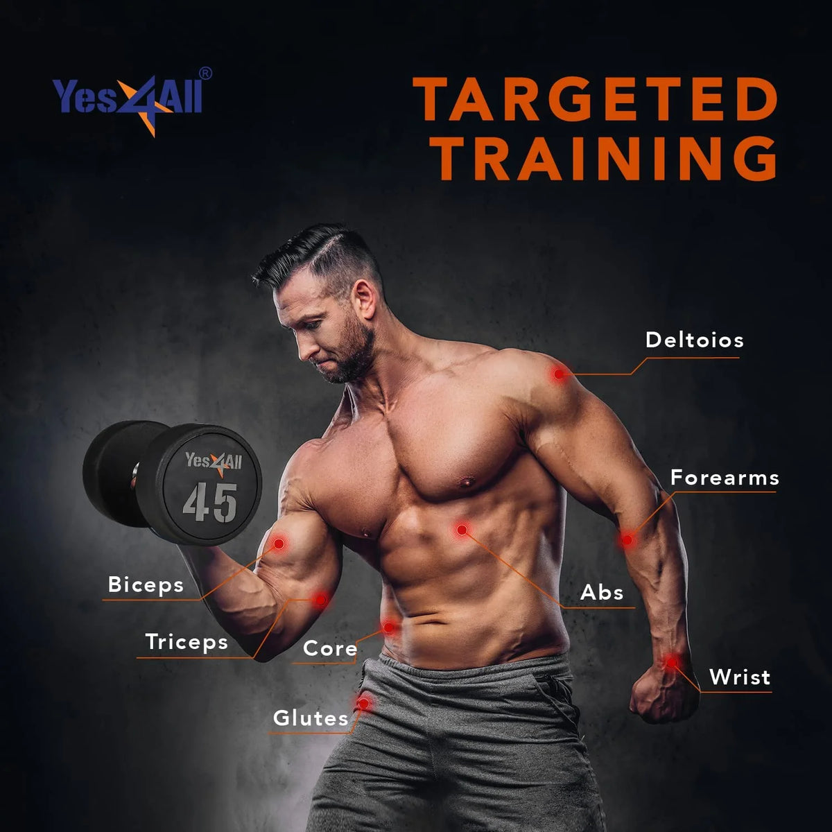 45 lbs Urethane Dumbbell, Single F972942