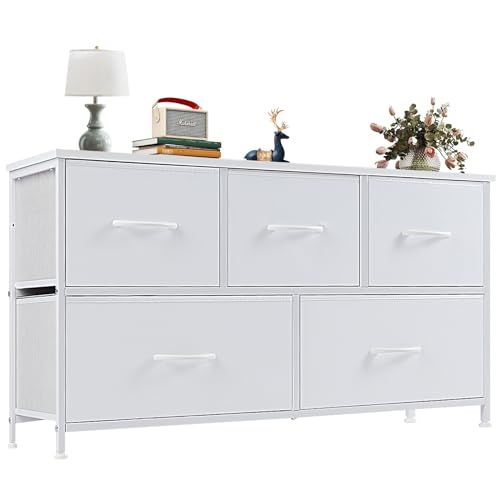 Rustic Brown 5 Drawer Fabric Dresser P324