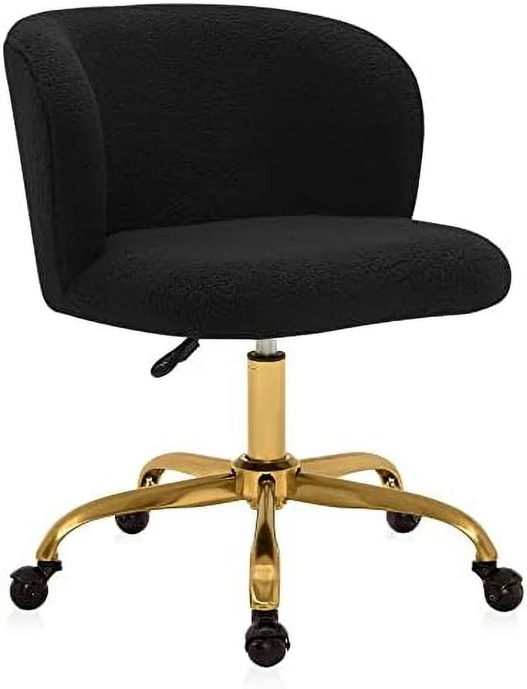 White Upholstered Boucle Office Chair with Arms B201219