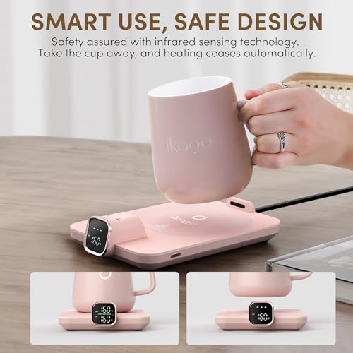 Black 15oz Temperature Control Electric Coffee Mug Warmer Set M7464