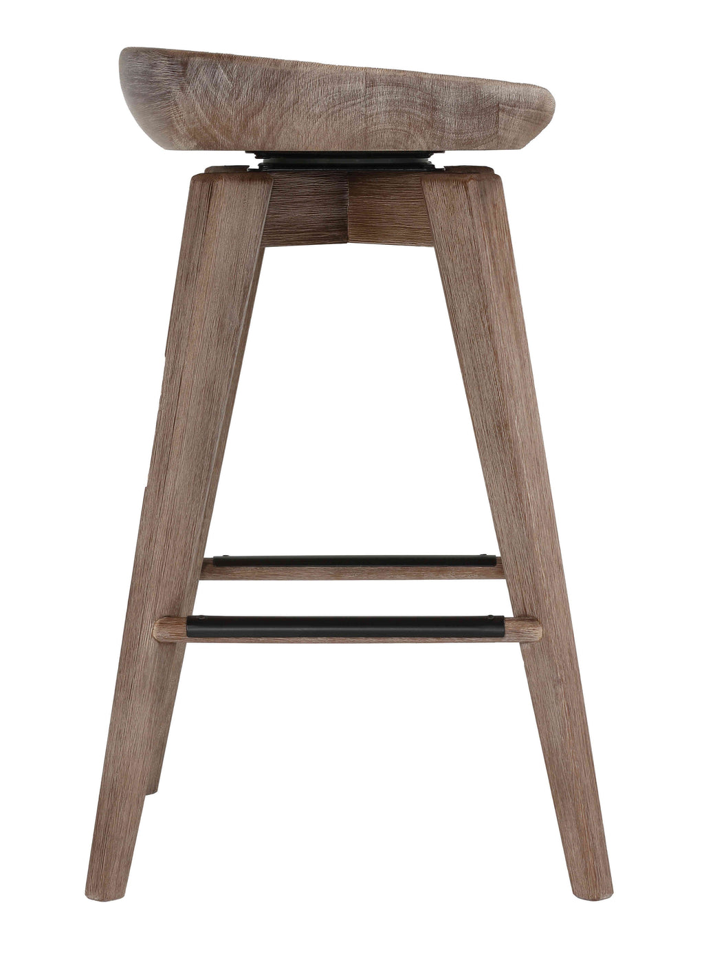 24" Gray Whitewash Solid Wood Swivel Counterstool X321672