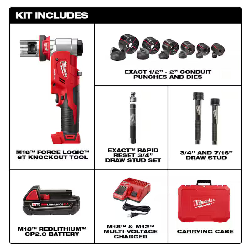 18V Cordless 6 Ton Knockout Tool Kit with Battery V527