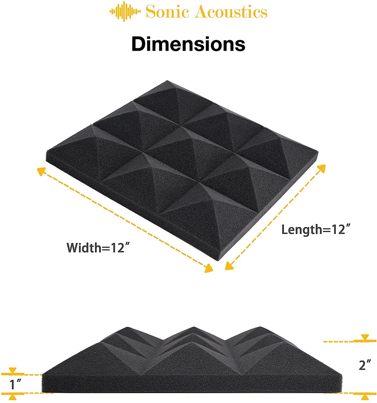Black 12 Pack Acoustic Foam Panels Q313