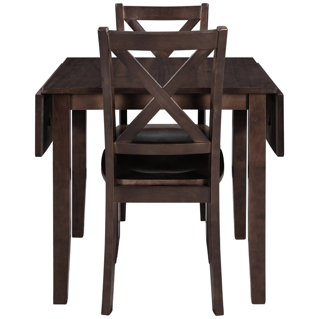3-Piece Wood Drop Leaf Dining Table Set with 2 Chairs U846164