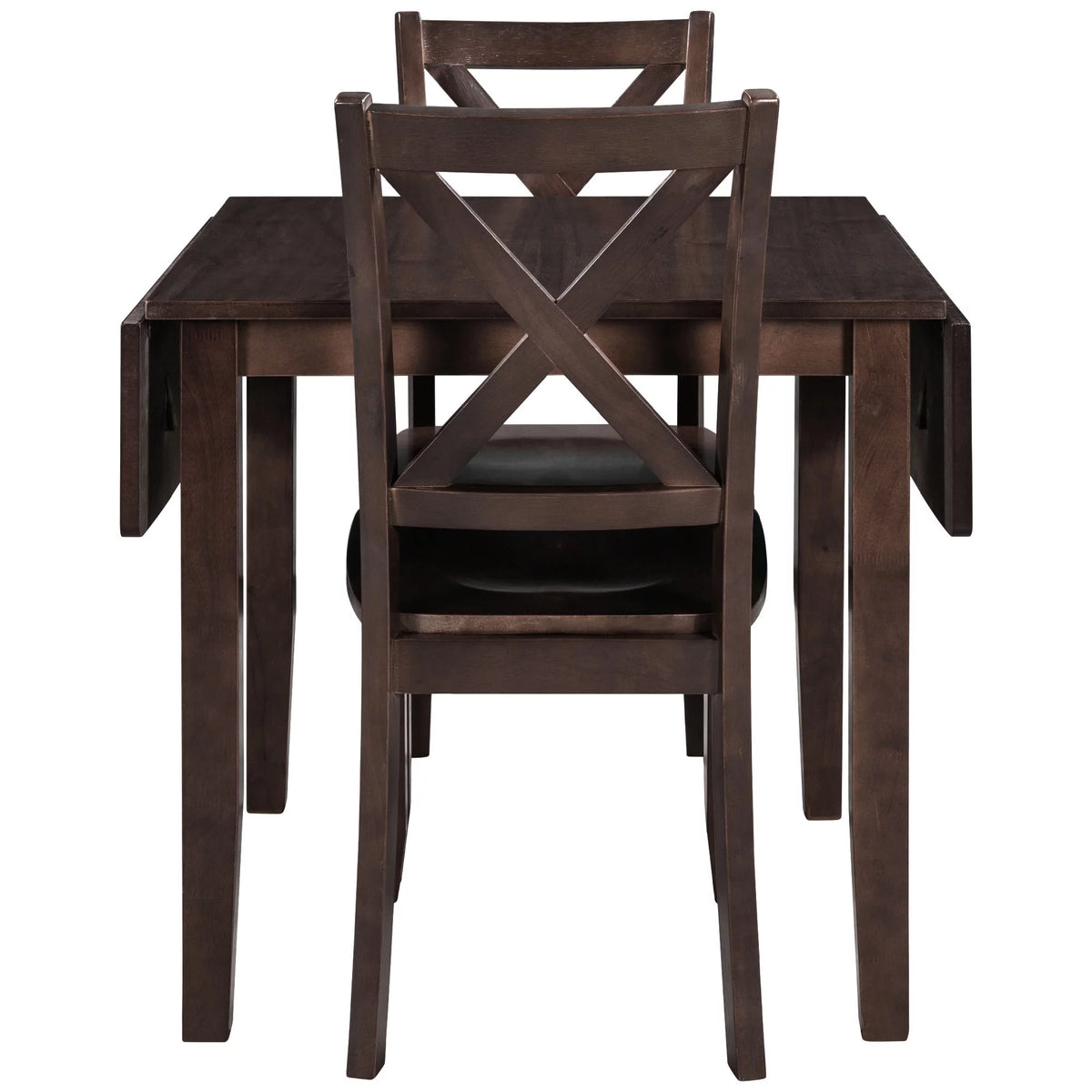 3-Piece Wood Drop Leaf Dining Table Set with 2 Chairs U846164