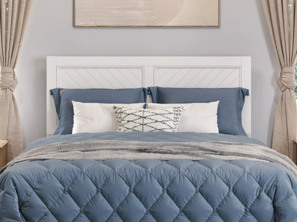 White Solid Wood Queen Headboard F6147