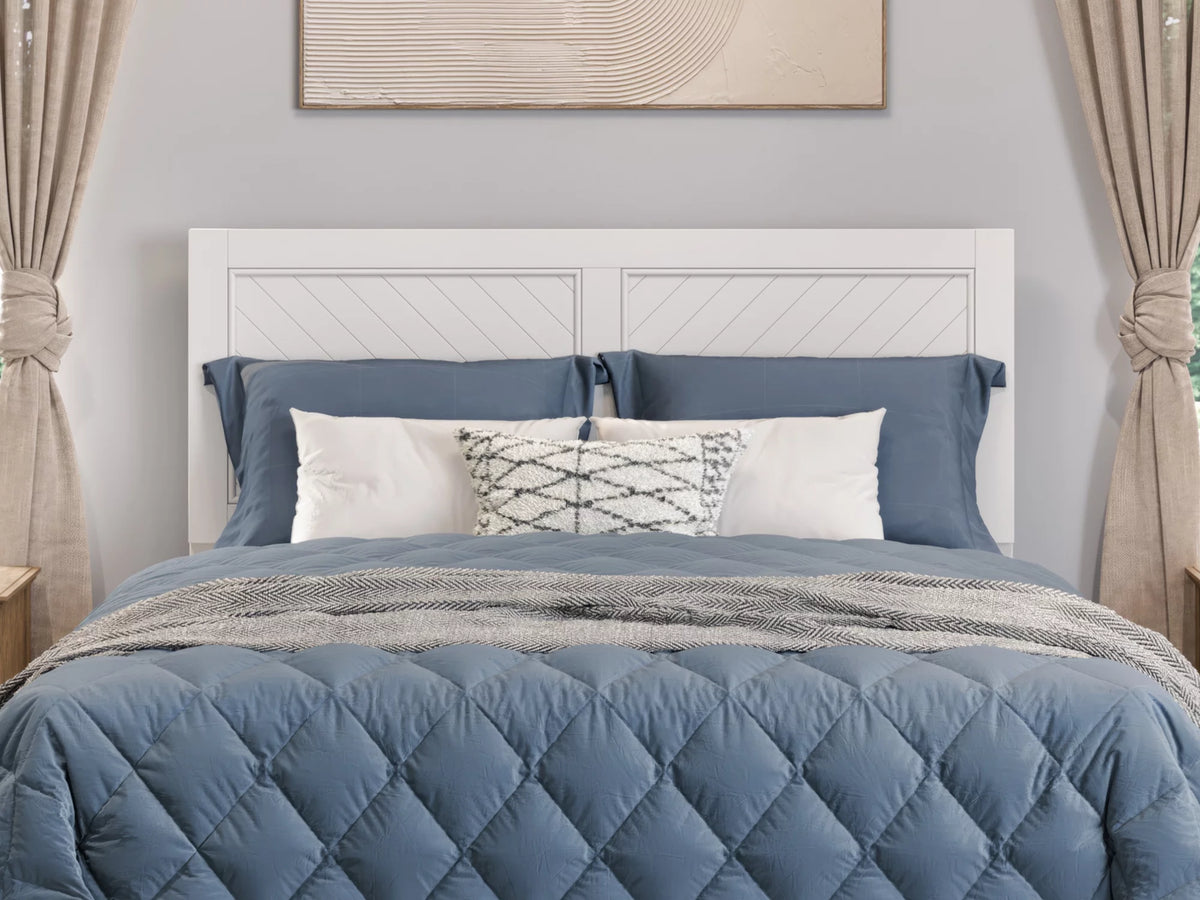 White Solid Wood Queen Headboard F6147