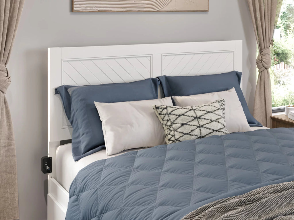 White Solid Wood Queen Headboard F6147