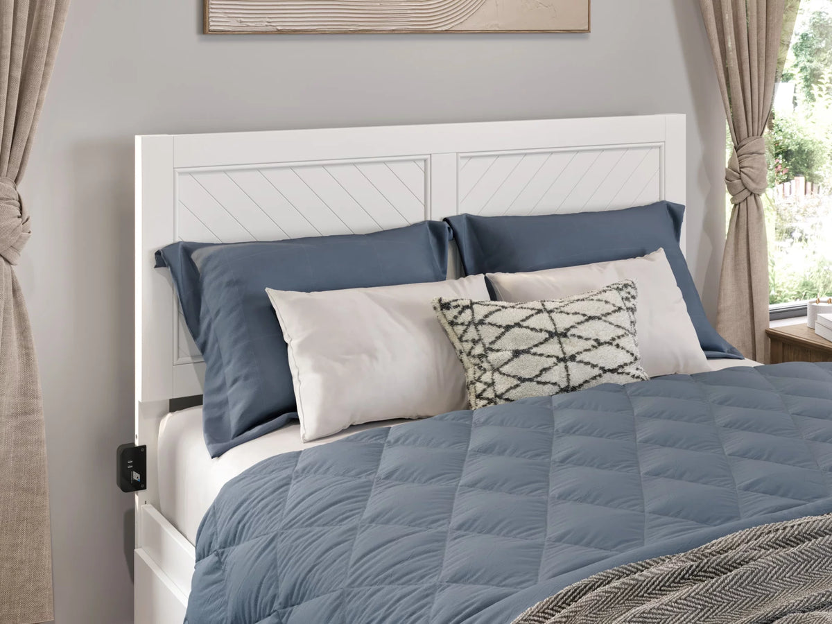 White Solid Wood Queen Headboard F6147