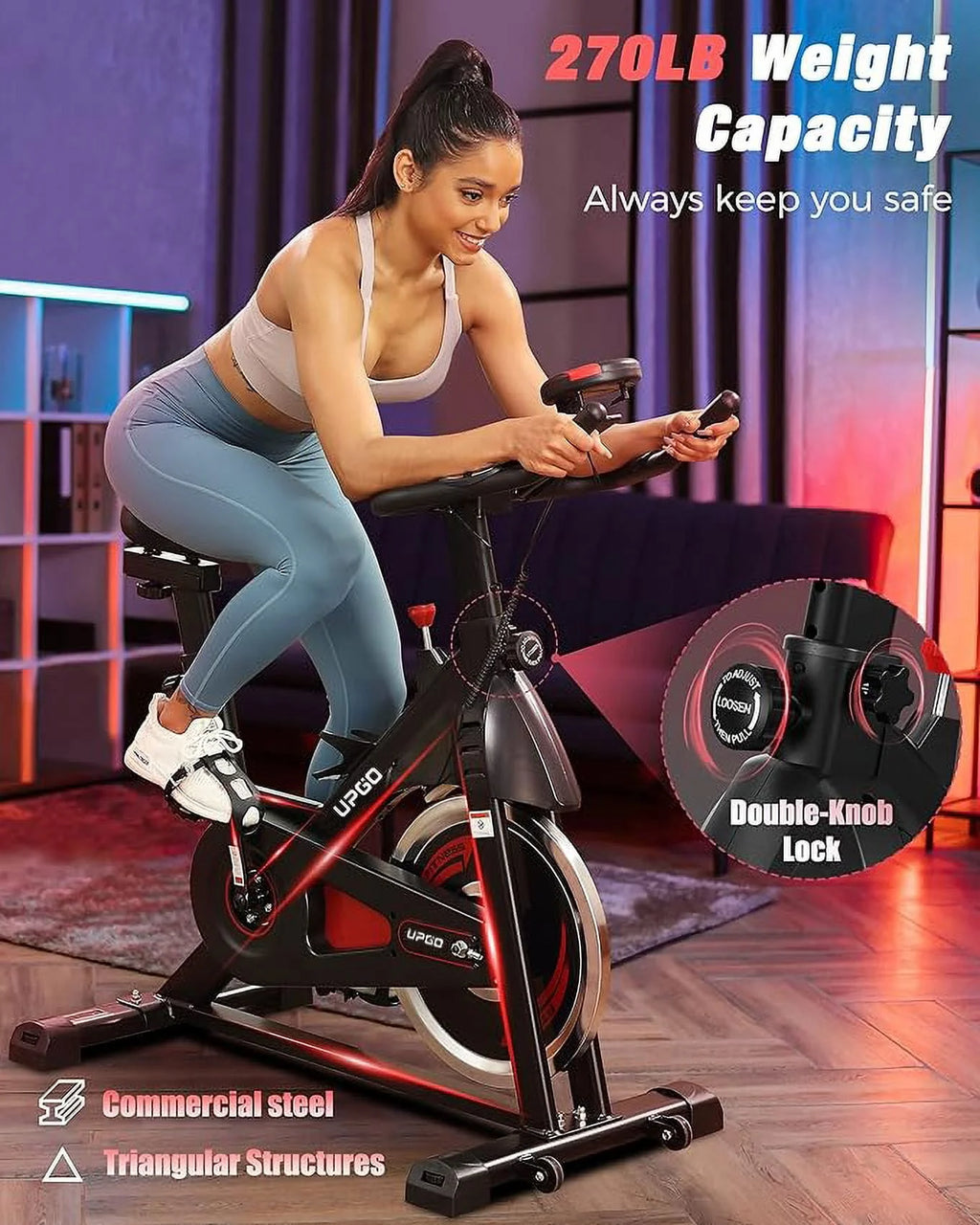 Exercise Bike 270 Lbs Weight Capacity Red D160791